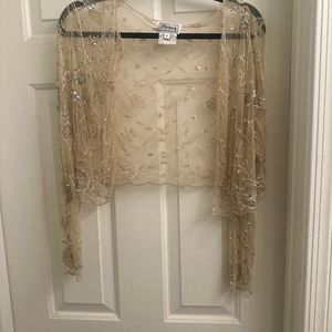 Stenay cream elegant beaded jacket with sequins